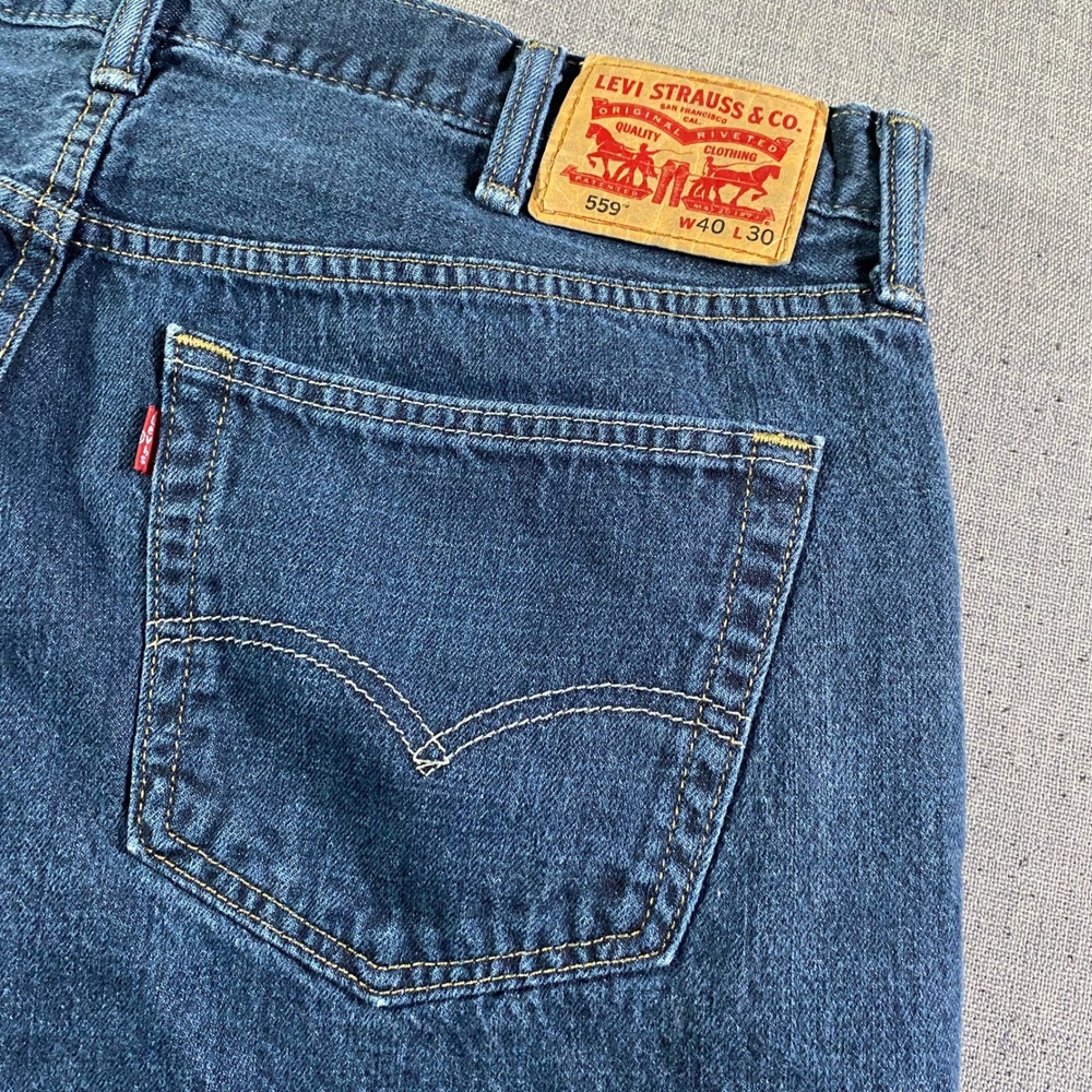 Levi 559 Relaxed Straight Baggy Jeans Mens W40 L30 Dark Wash Straight‎ Leg Denim